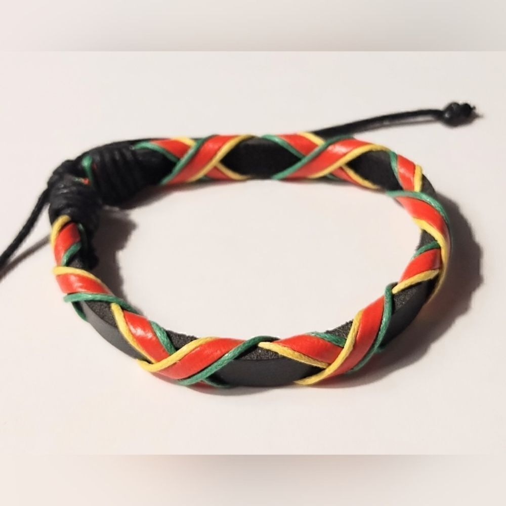 Men's bracelet leather‎ braided rainbow new d57